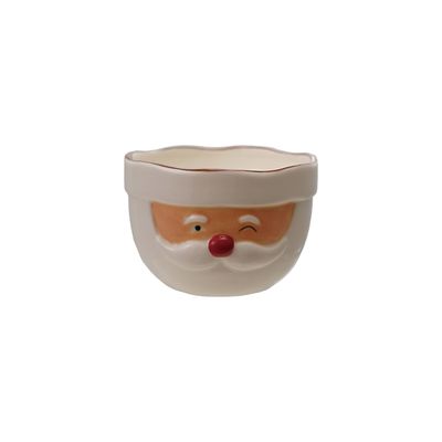 Stone Santa Head Shaped Mixing Bowl with Red Rim, Red &amp; White