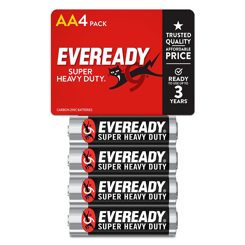 Eveready Super Heavy Duty AA Batteries, 4-Pack