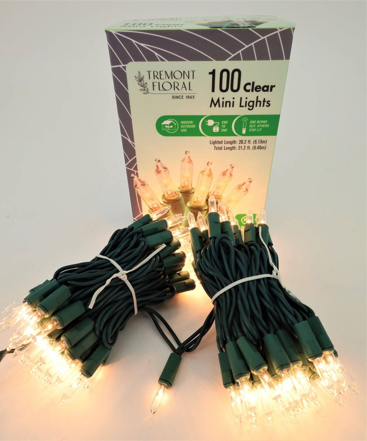 Clear Mini String Lights Green Wire 100ct Indoor Outdoor