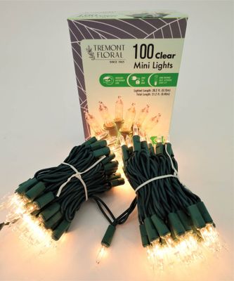 Clear Mini String Lights Green Wire 100ct Indoor Outdoor