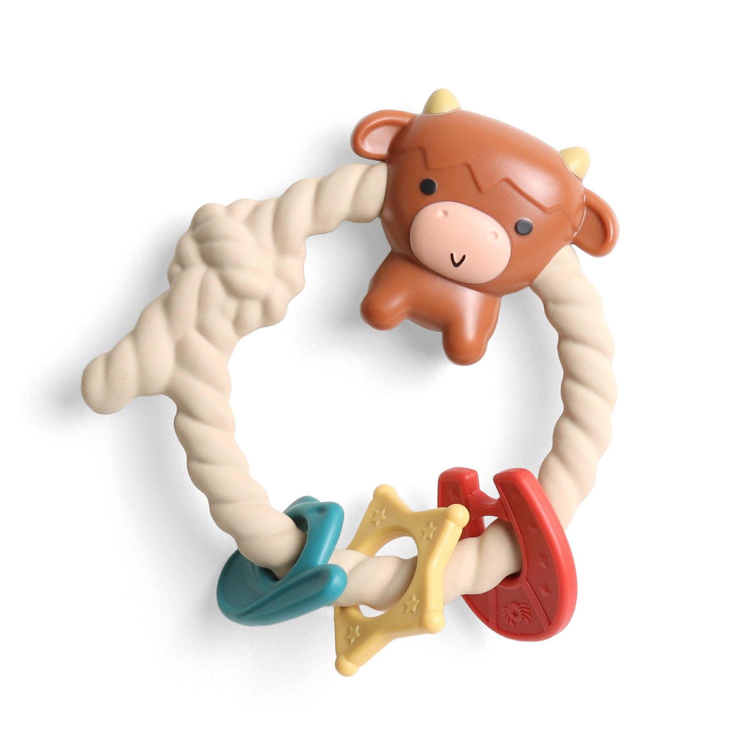 Ritzy Rattle™ Silicone Teether Rattles, Color: Highland Cow