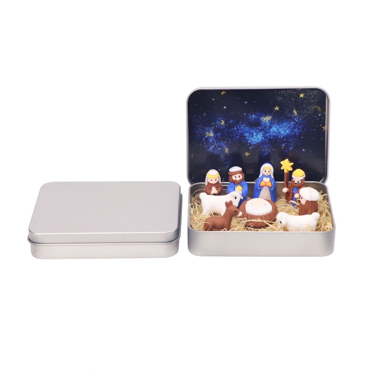 Mini Christmas Nativity Set in a Tin