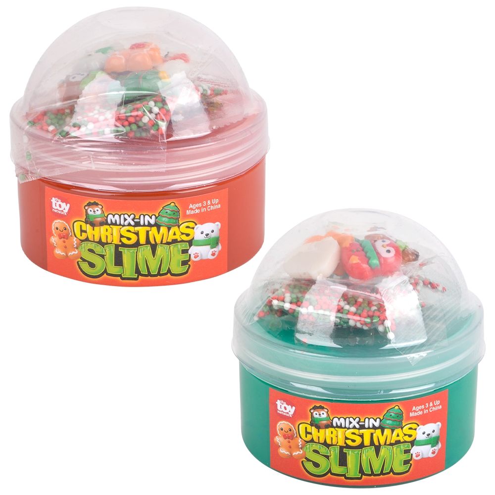 3.25" CHRISTMAS MIX-IN SLIME, Color: Red