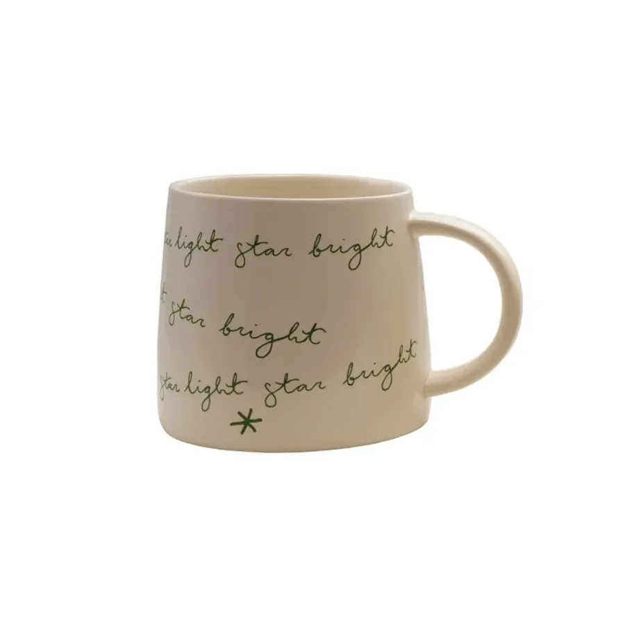 16 oz. Stoneware Mug with Holiday Saying, Style: Star Light, Star Bright