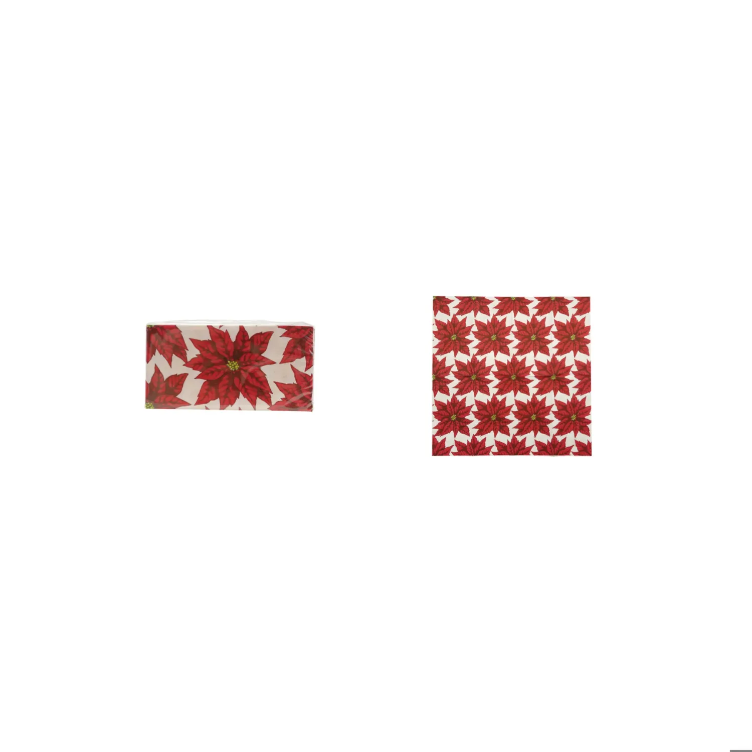 Paper Napkins with Poinsettia Pattern &amp; Red