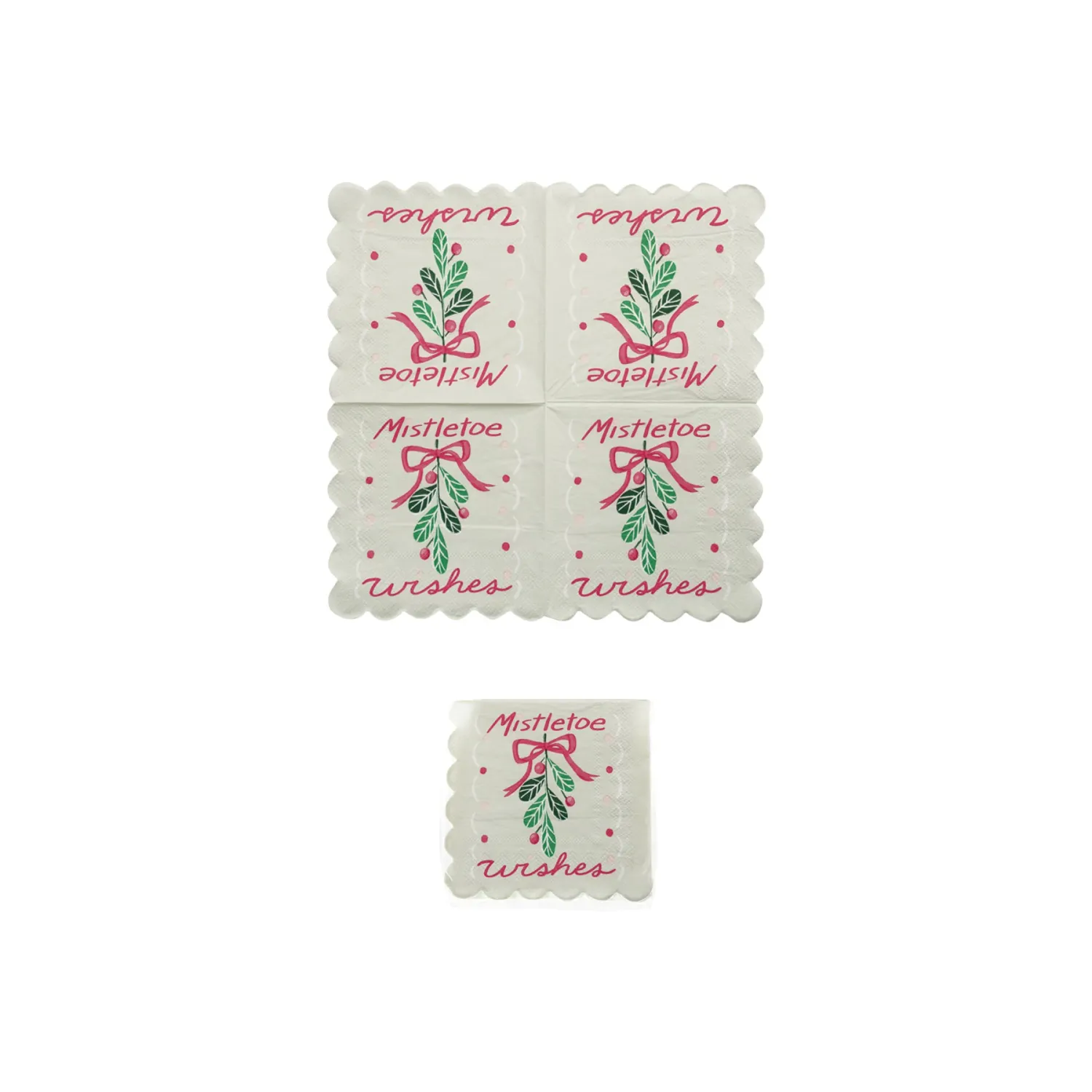 Paper Scalloped Napkins "Mistletoe Wishes"