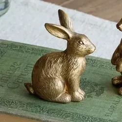 2 Assorted Small Gold Rabits, Style: Sitting