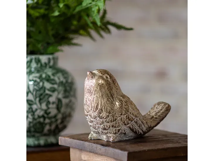 7” Antique Gold Cement Bird