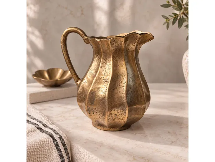 8” Gold Strip Pitcher