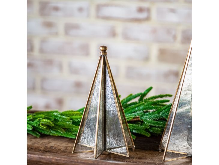 9” Antique Brass Mirror Christmas Tree