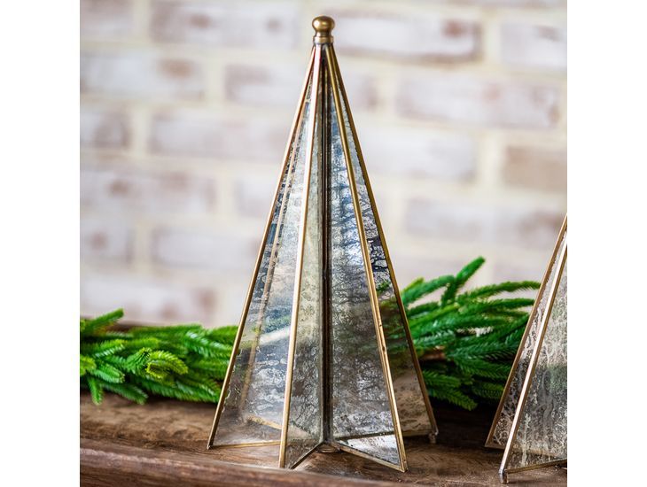 12” Antique Brass Mirror Christmas Tree