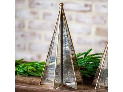 12” Antique Brass Mirror Christmas Tree