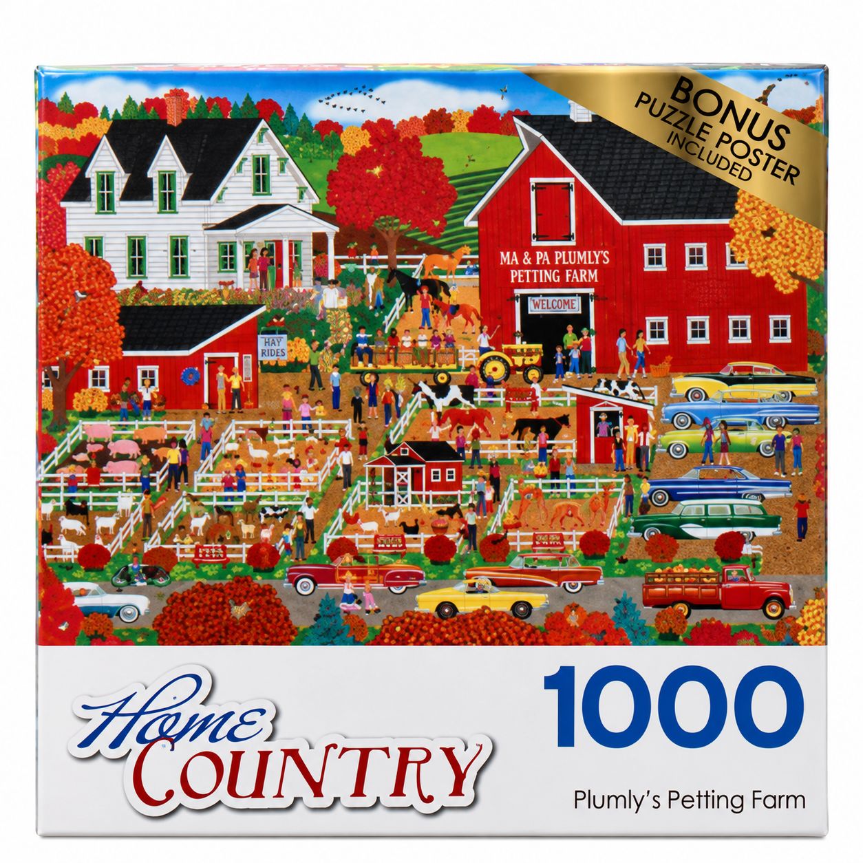 Home Country 1000Pc Puzzles, Style: Plumly's Petting Farm