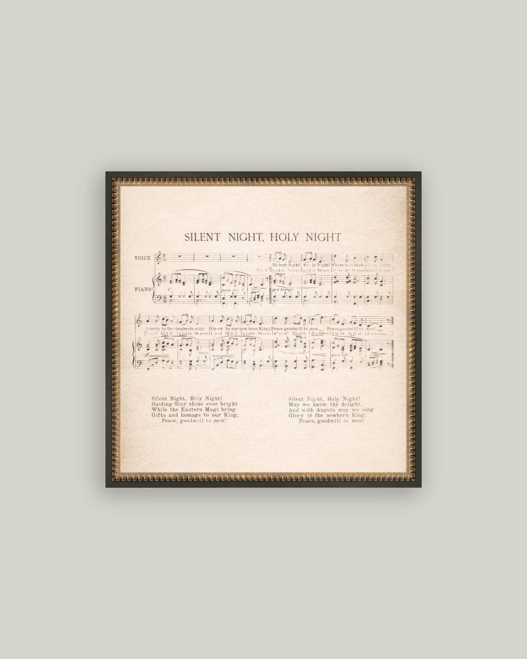 Silent Night Framed Antique Art, Size: 16x16