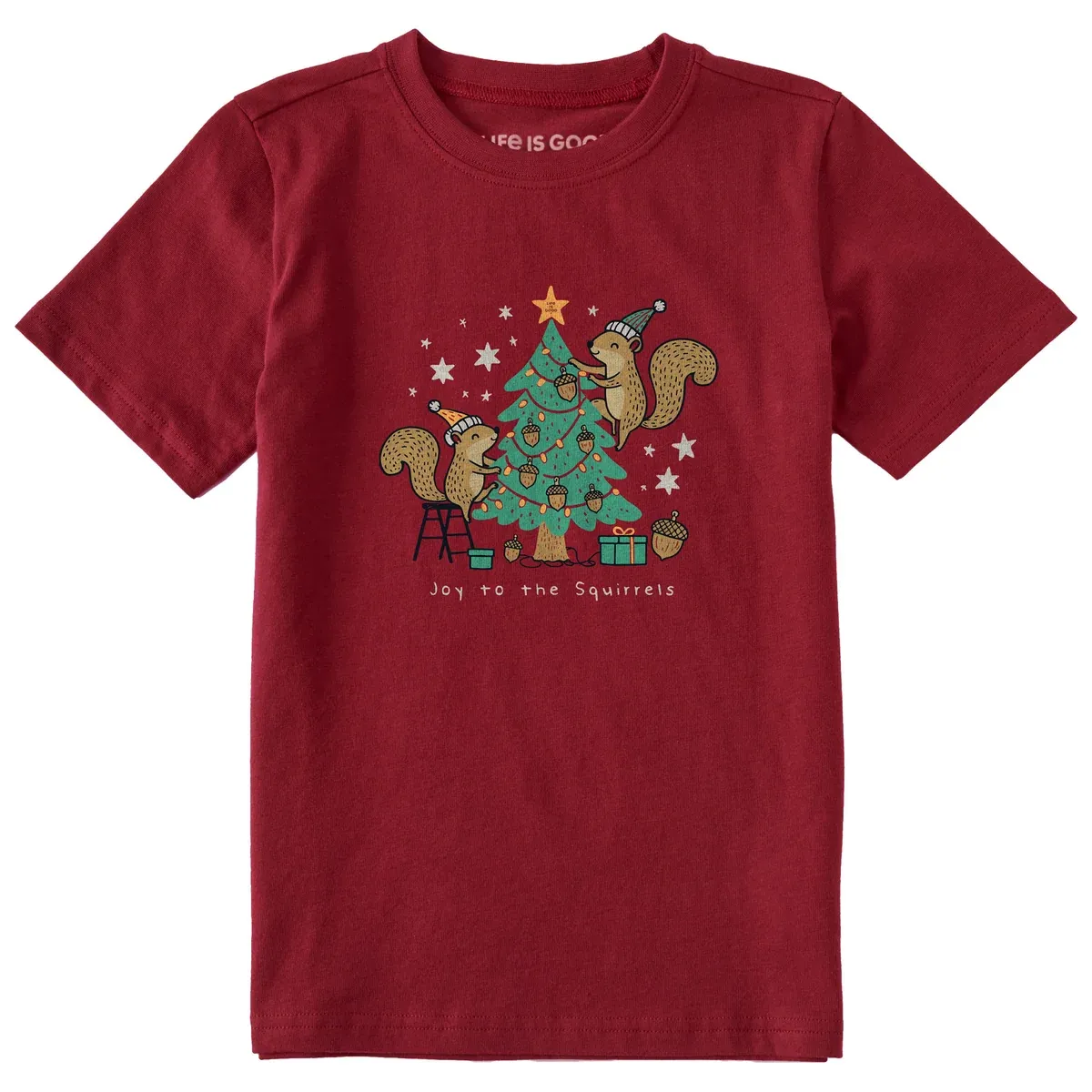 Life is Good Kids Joy to the Squirrels Short Sleeve Crusher Tee, Size: XS