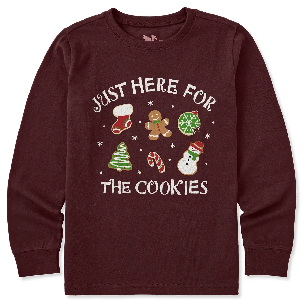 Life is Good Kids Just Here for the Christmas Cookies Crusher Tee, Size: XS
