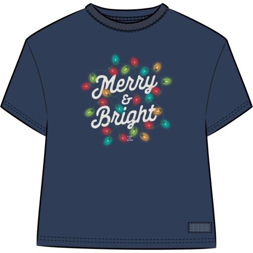 Life is Good Women's Merry &amp; Bright Lights Boxy Tee, Size: XS