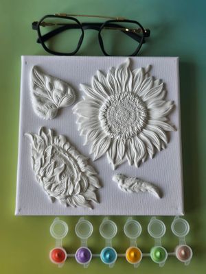 Słonecznikowa łąka – zestaw do malowania 3D na płótnie