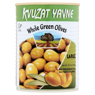 Kvutzat Yavne, Large Whole Green Olives, 19.7 oz
