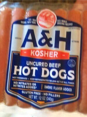 A&amp;H, Uncured Beef Hot Dogs, 12oz