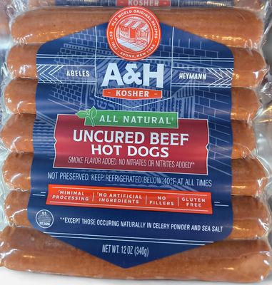 A&amp;H, Uncured Beef Hot Dogs, 12oz