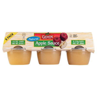 Gefen, Natural Apple Sauce, 4 oz, 6 pack