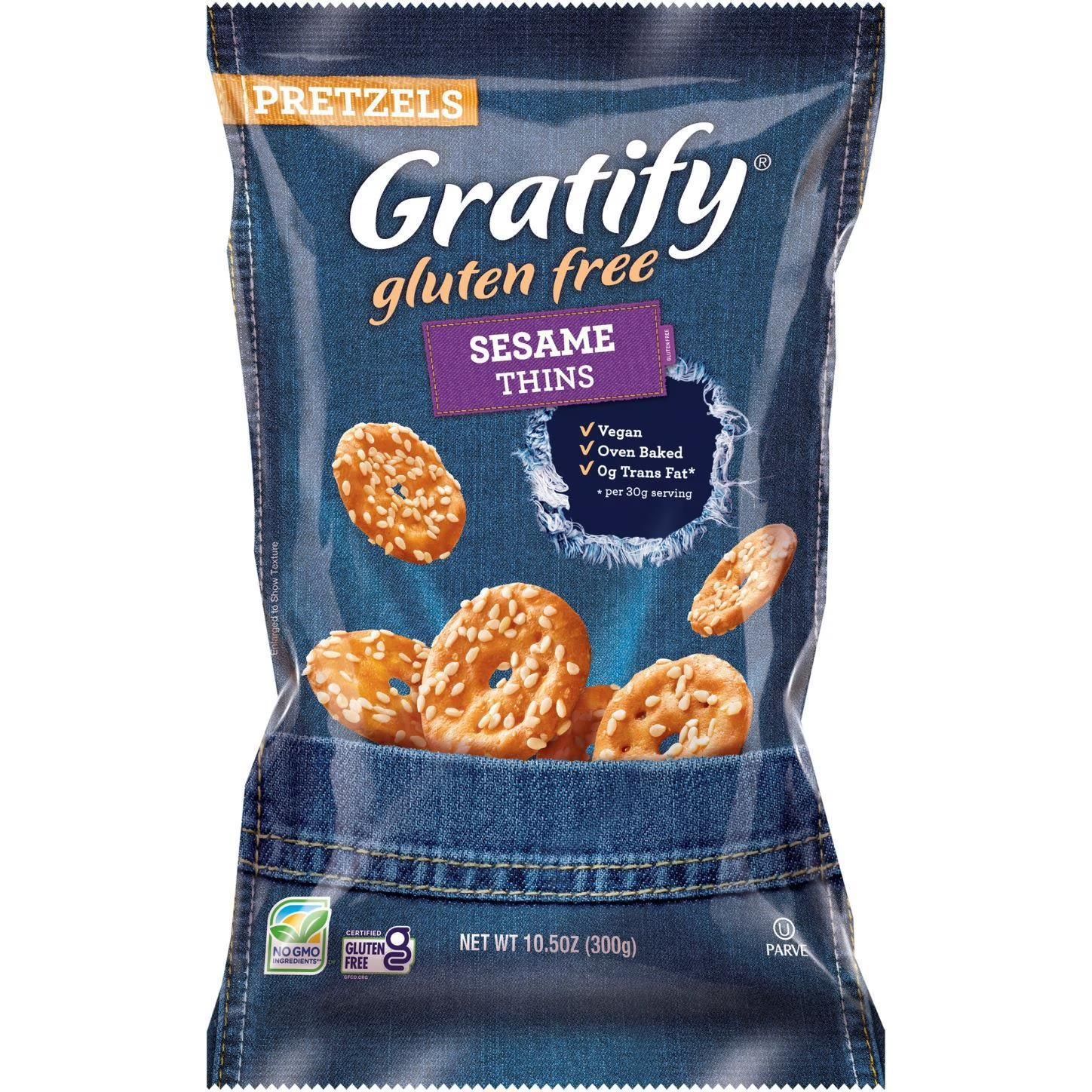 Gratify, GF Pretzel Thins, Sesame (gluten free)