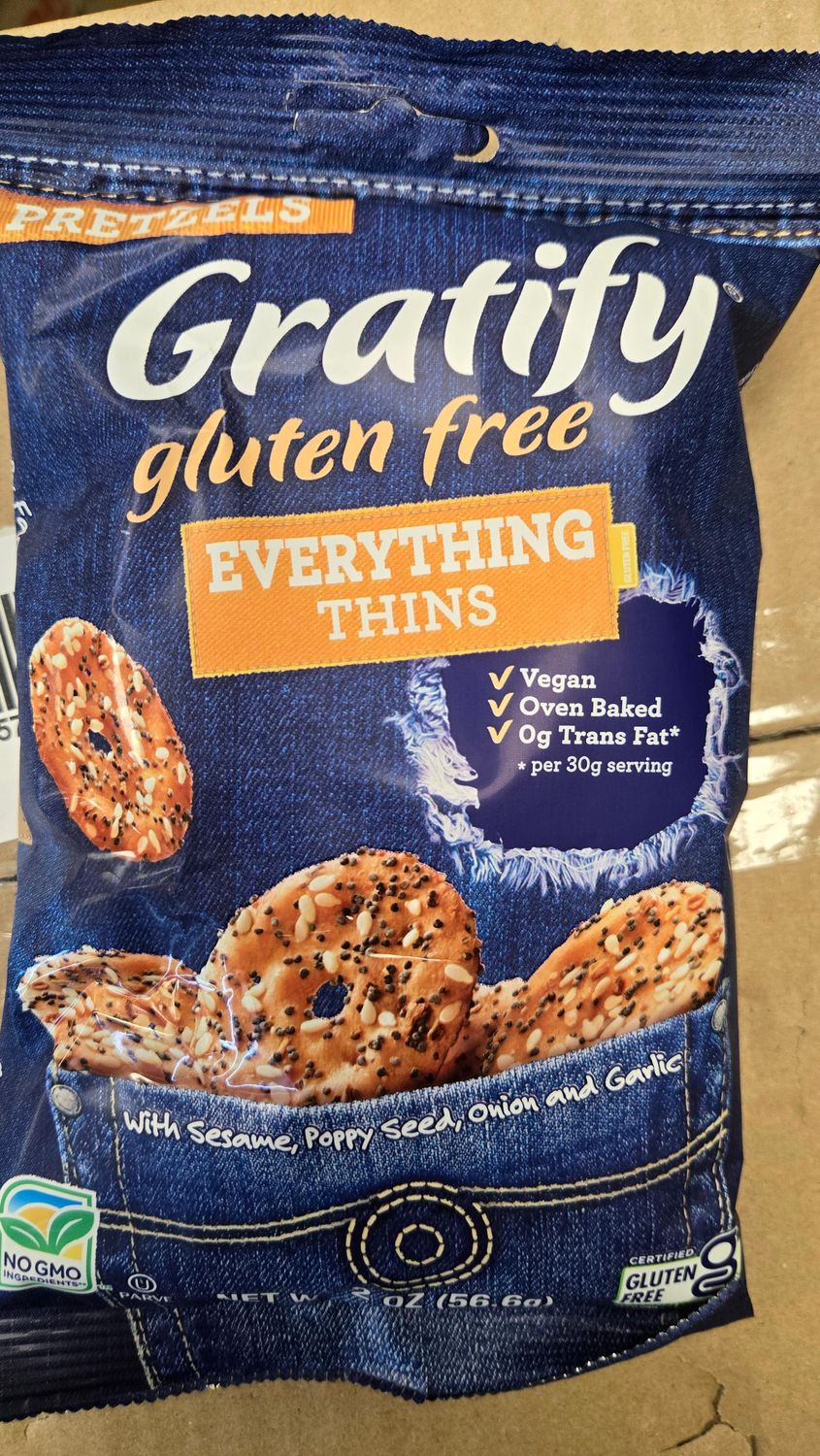 Gratify, GF Pretzels Everything Thins (gluten free)