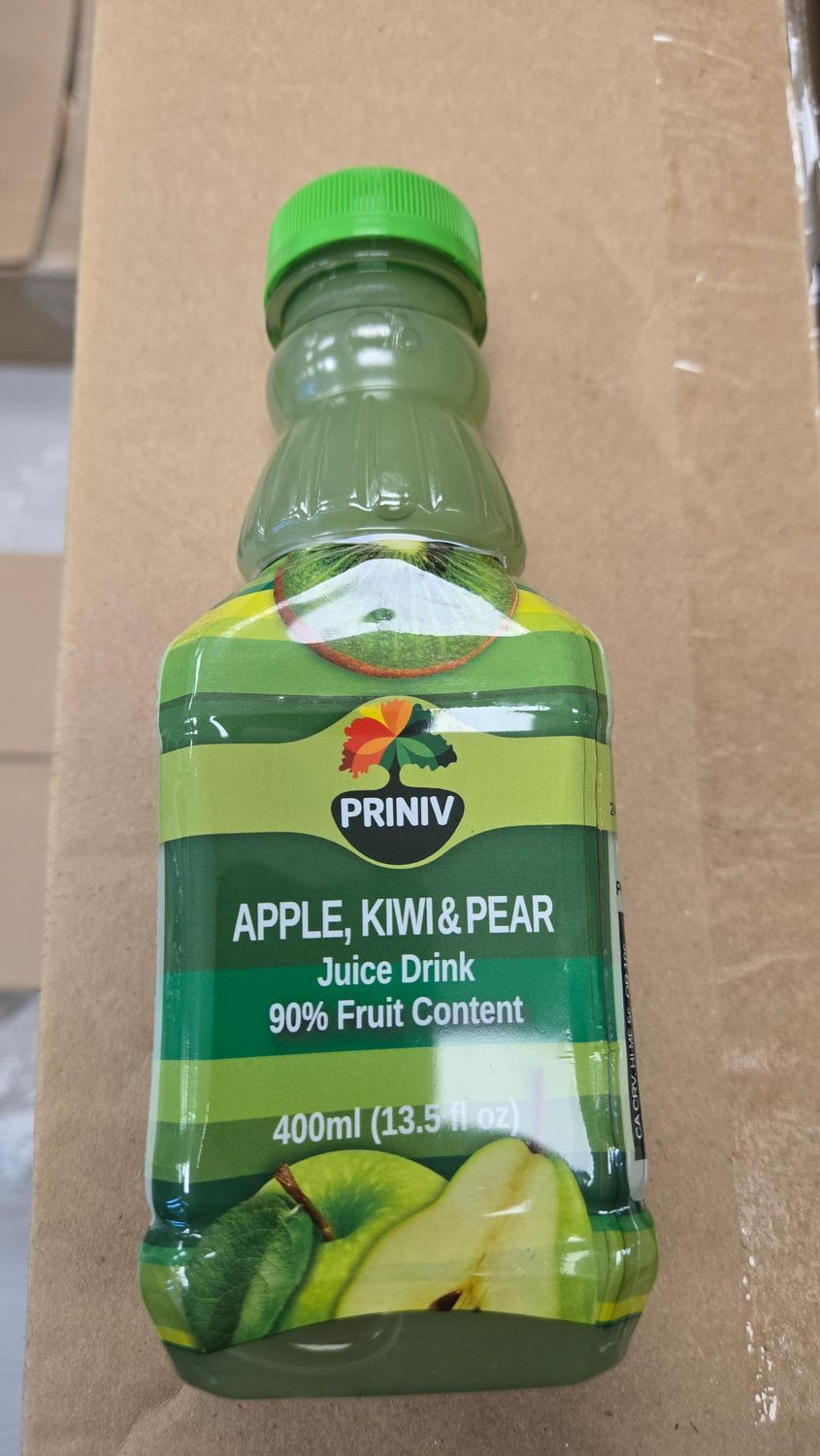 Priniv, Apple Kiwi &amp; Pear soft drink, 400 ml