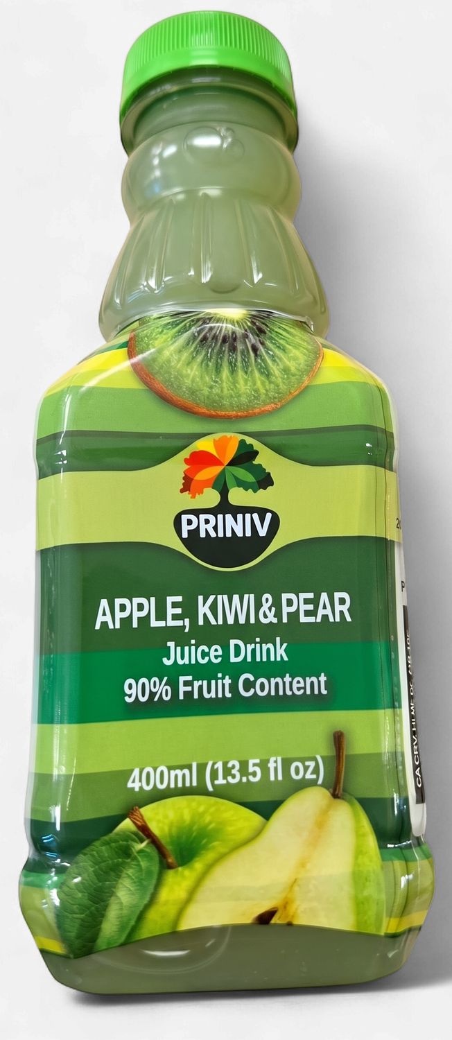 Priniv, Apple Kiwi &amp; Pear soft drink, 400 ml