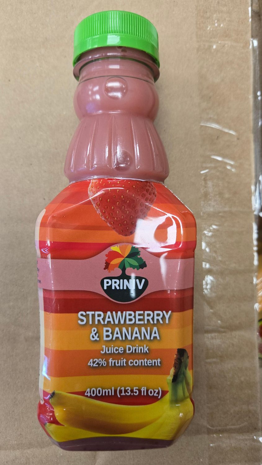 Priniv, Strawberry Banana soft drink, 400 ml
