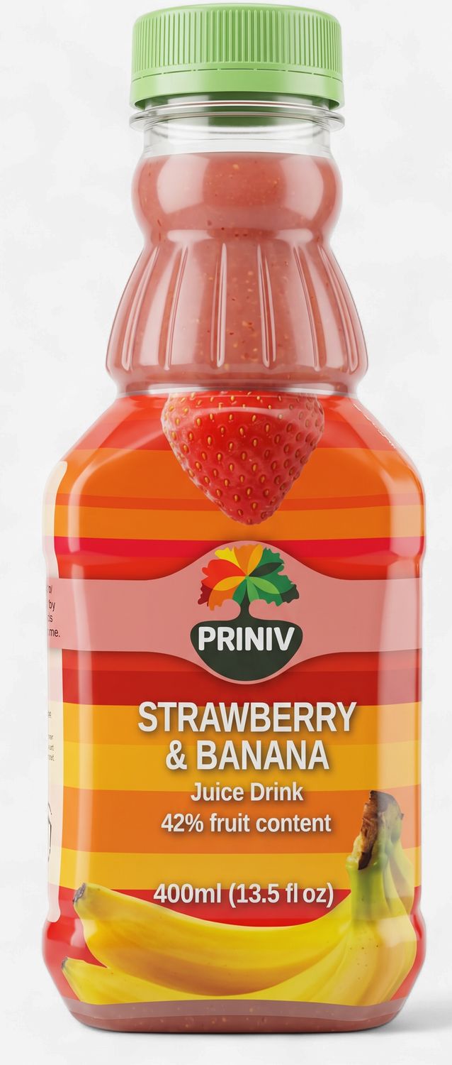 Priniv, Strawberry Banana soft drink, 400 ml