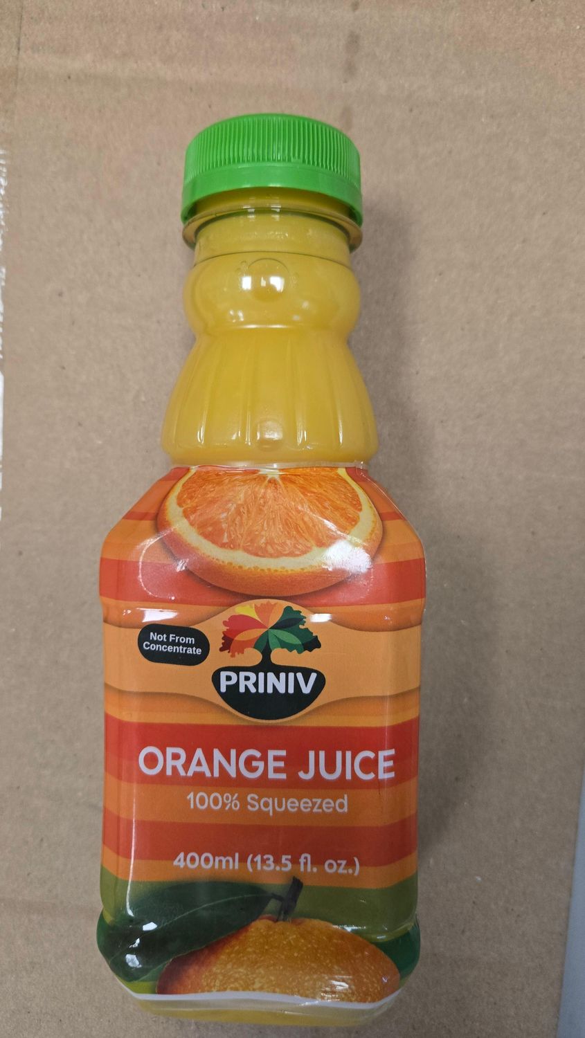 Priniv, Orange juice 100% pure, 400 ml