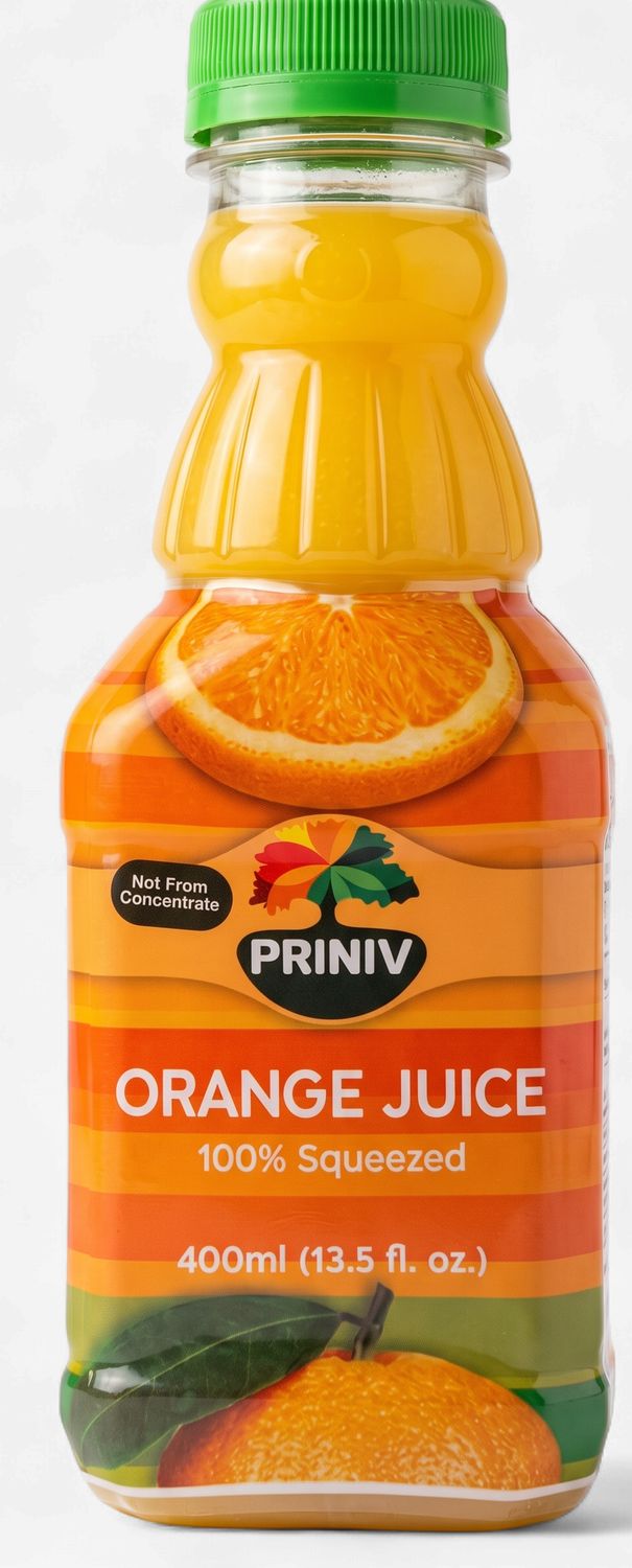 Priniv, Orange juice 100% pure, 400 ml