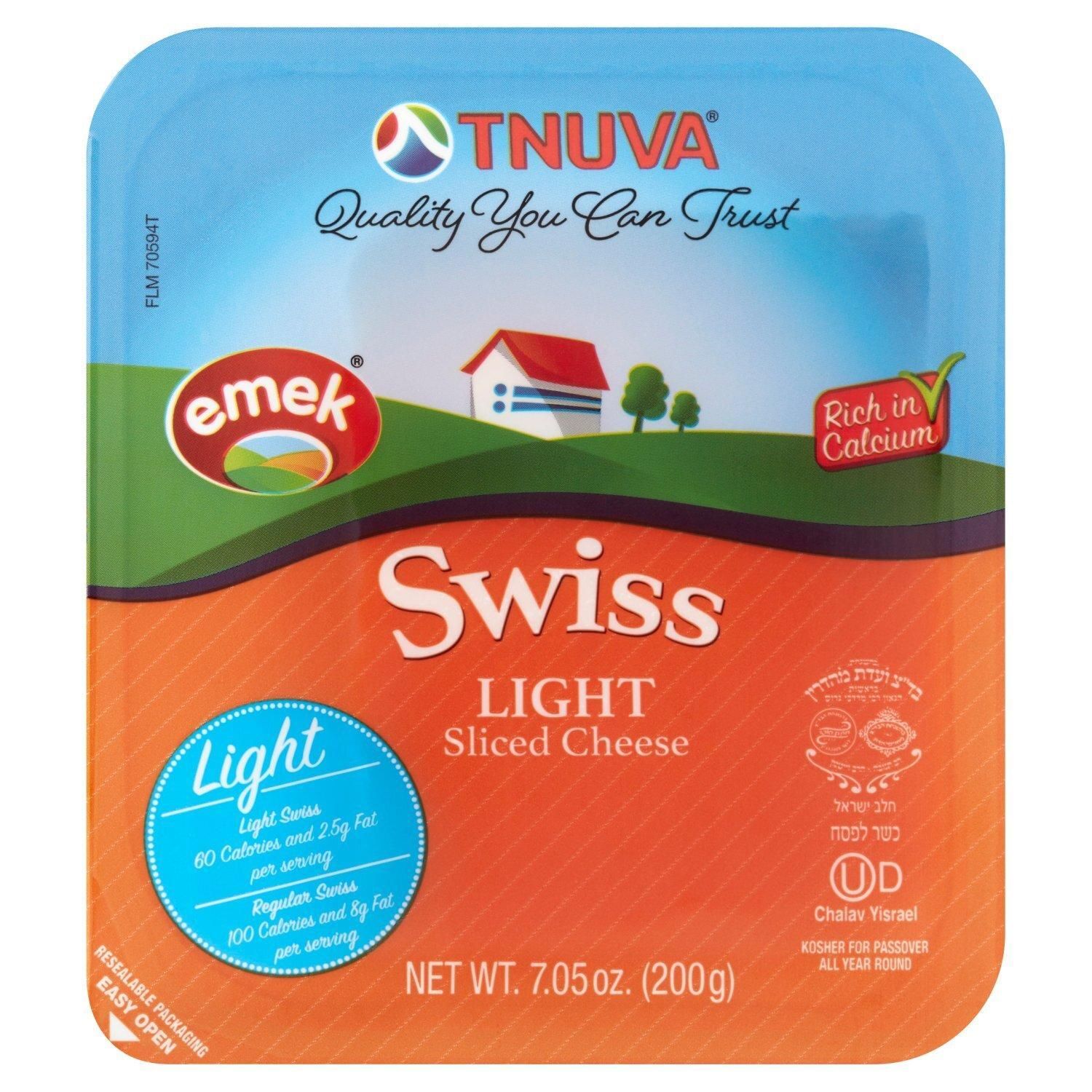 Tnuva, Emek Swiss Light Sliced Cheese, 7.05 oz