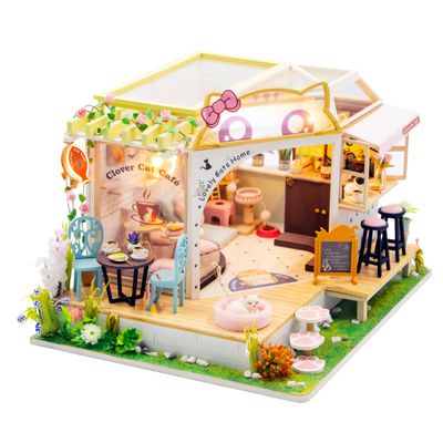 DIY Miniature House Kit: Clover Cat Café