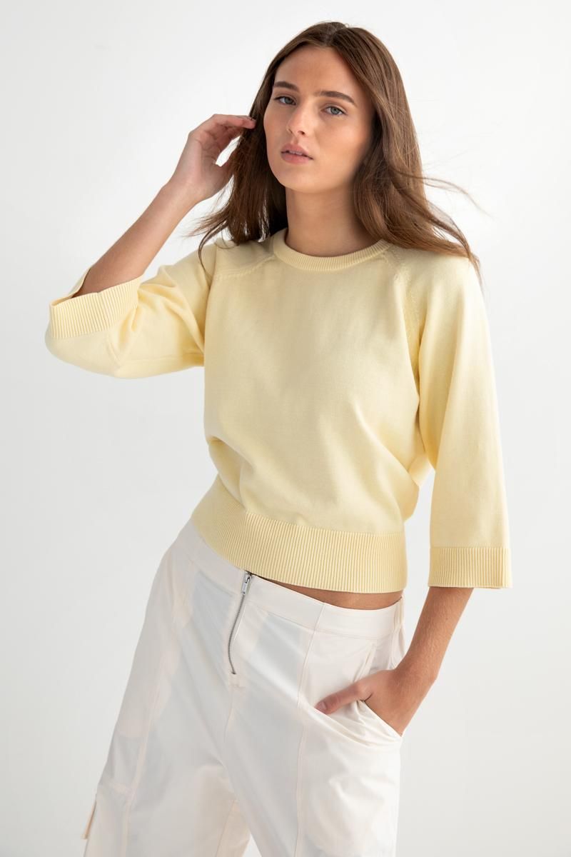 Yvette Raglan Sweater, COLOR: LEMON, Size: XS