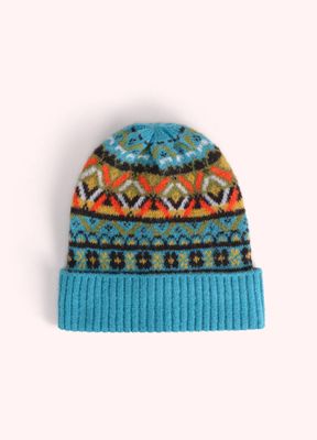Fair Isle Beanie in Teal Mix