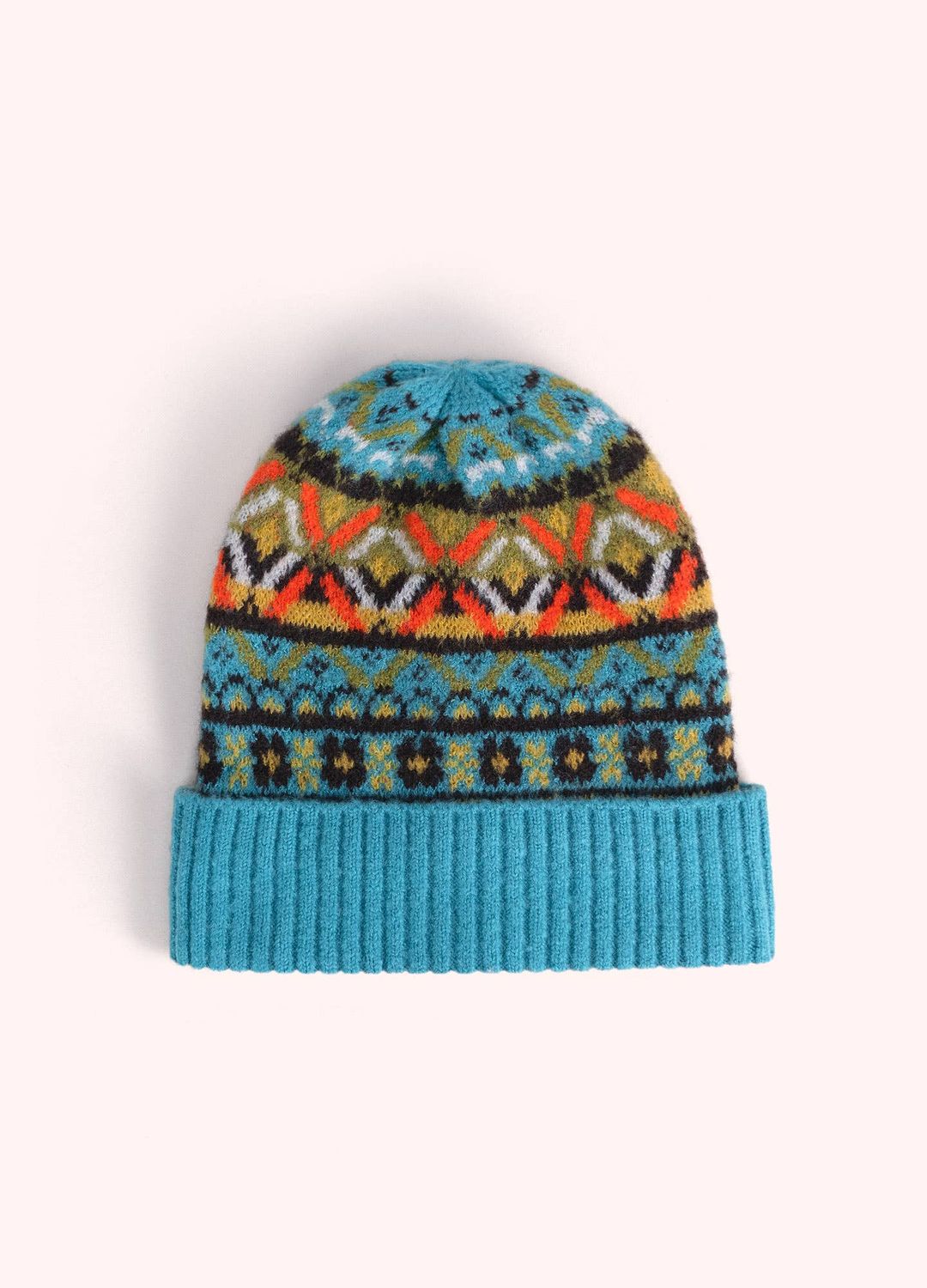 Fair Isle Beanie in Teal Mix