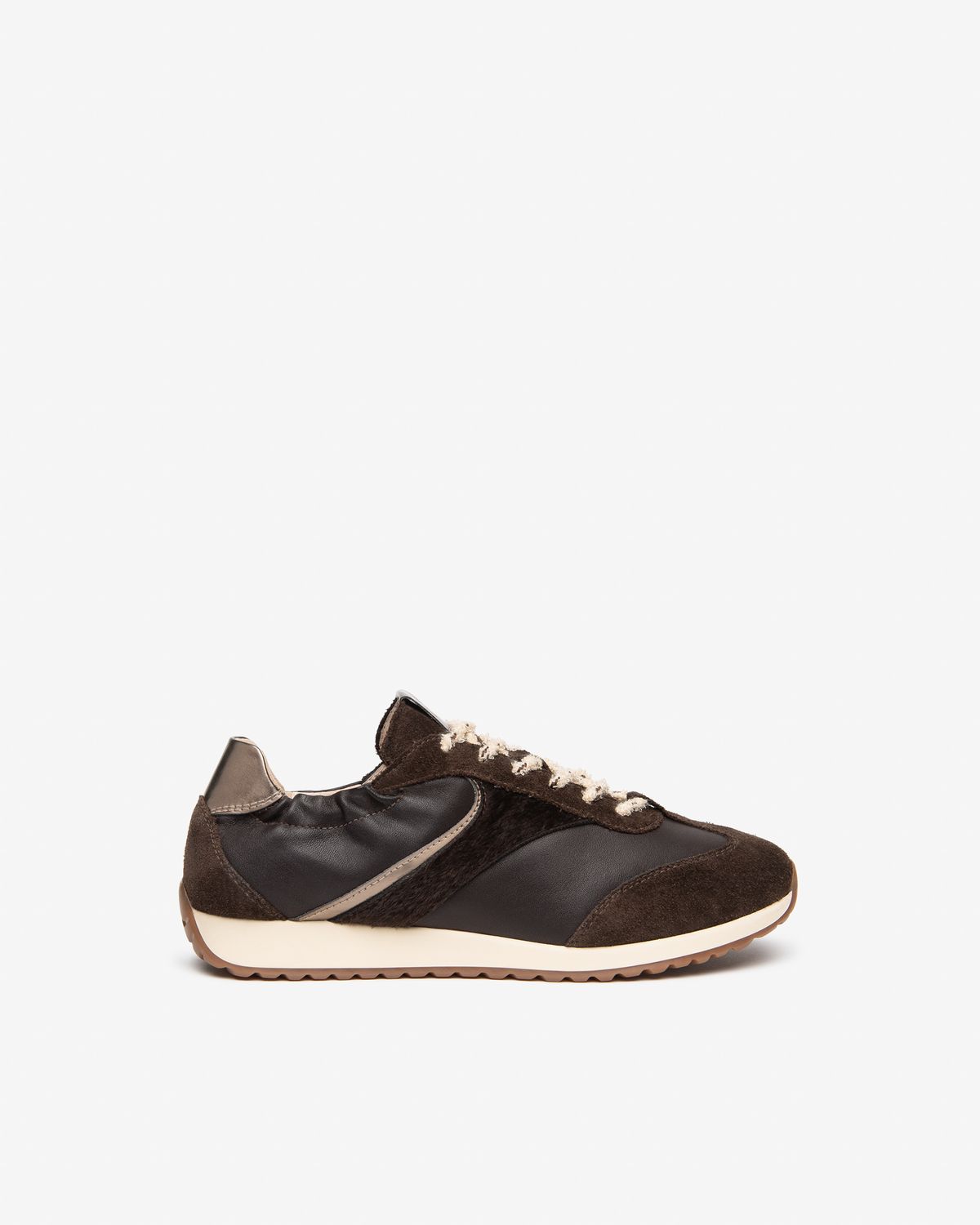 Lennox Metallic Leather Sneaker, COLOR: Chocolate Leather Suede, Size: 36