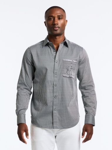 Perspective Long Sleeve Woven Shirt, Size: SMALL