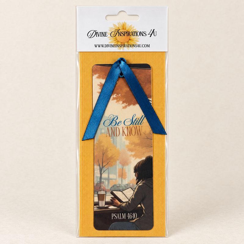 Be Still and Know Handmade Bookmark - Blue Ribbon