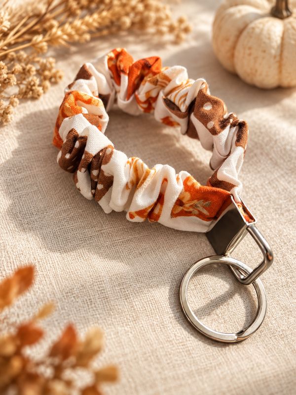 Fall Bows Wristlet Keychain