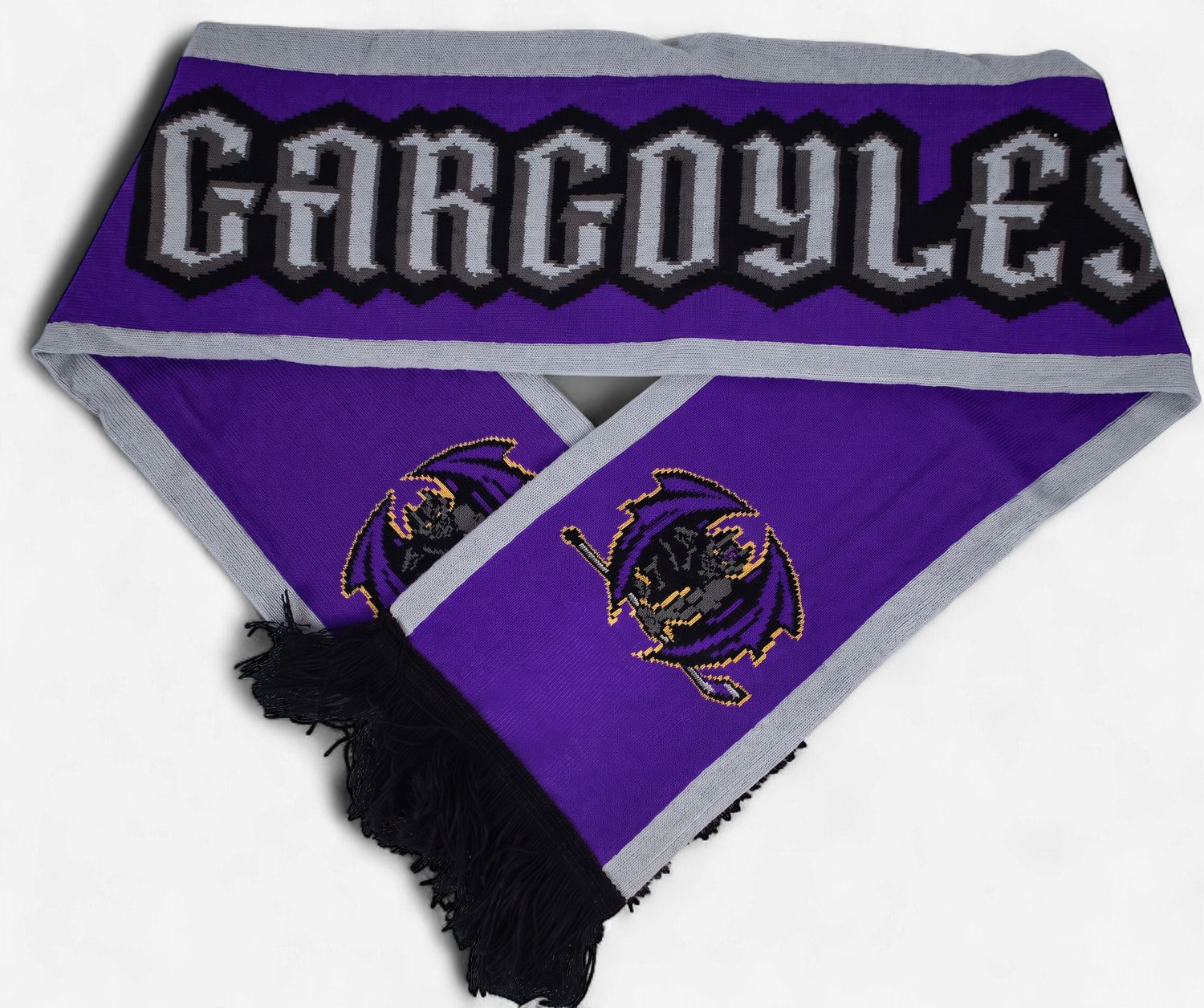 Gargoyles Purple/Gray Stripe Stick Logo Scarf