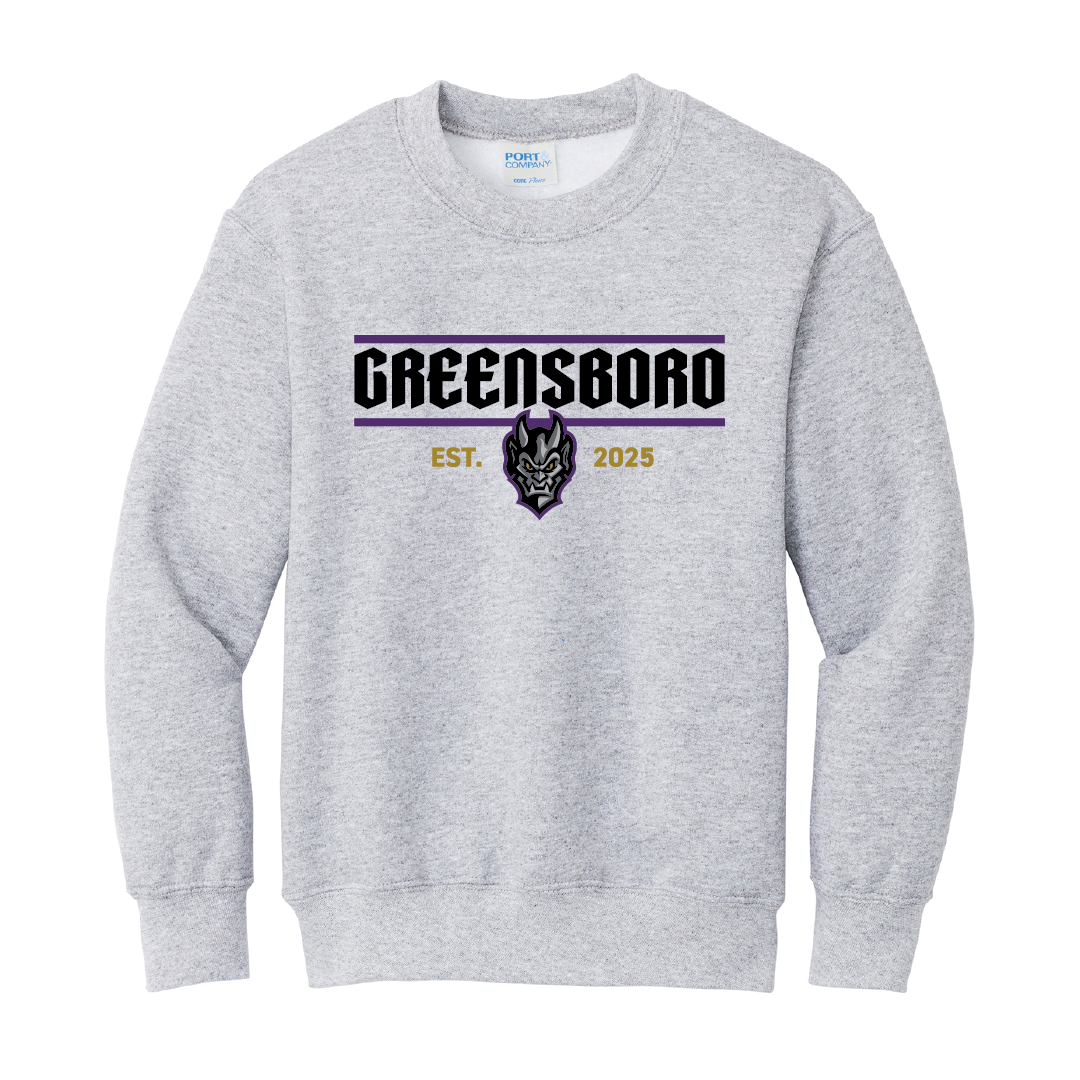 Greensboro Gargoyles Youth Ash Crewneck, Size: S