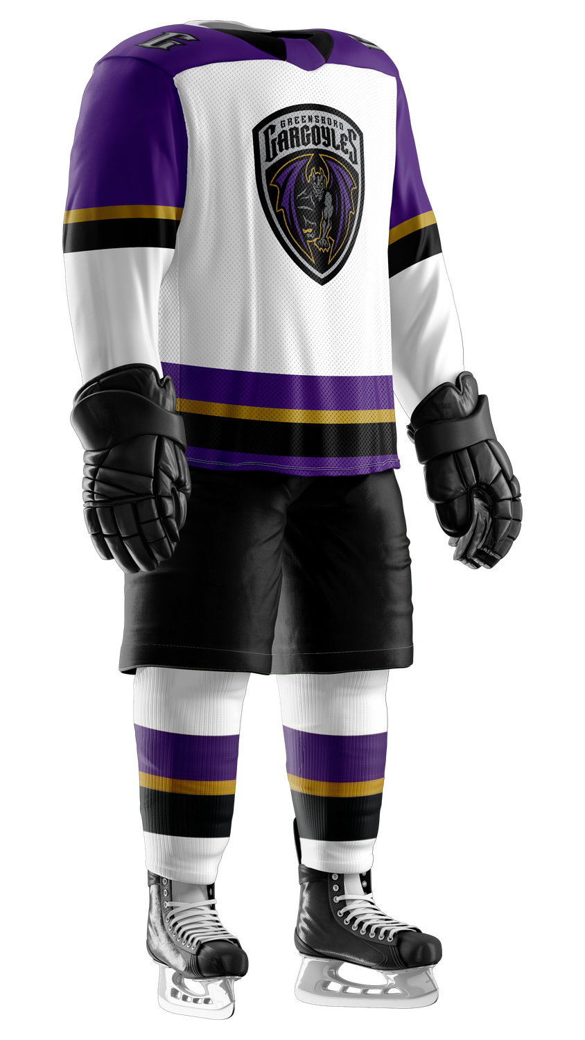 Greensboro Gargoyles Official White Replica Jersey, Size: S