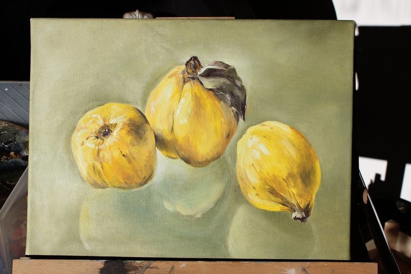 Quitten, Öl auf Leinwand, 40 x 30 cm Quitten, Öl auf Leinwand, 40 x 30 cm