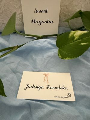 Winietka weselna nierozkładana z różową kokardką - Sweet Magnolia