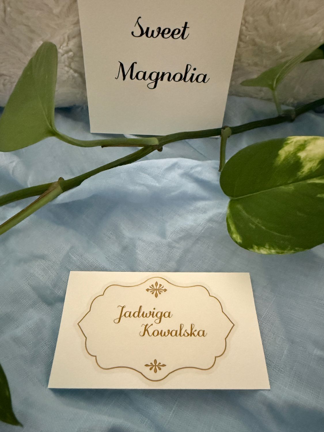 Winietka weselna nierozkładana ze złotym ornamentem – Sweet Magnolia