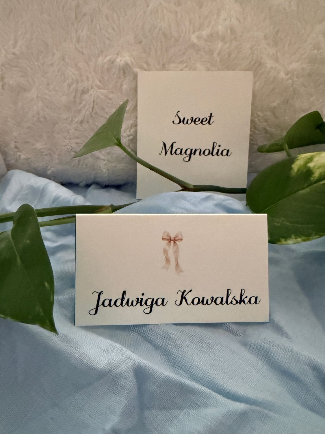 Winietka weselna składana z różową kokardką - Sweet Magnolia